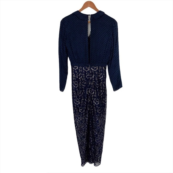 SALONI x REVOLVE Yana Navy Ruffle Lace Midi Dress - Picture 4 of 11